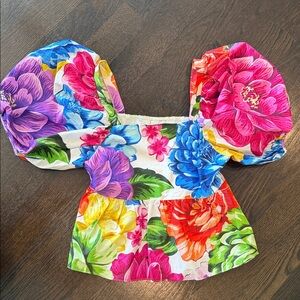 Farm Rio Floral Puff Sleeve Top